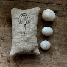 Embroidered herbal sachet - Poppy seed head