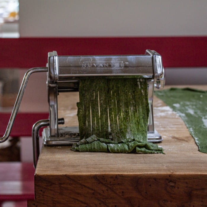 making nettle pasta with a pasta machine