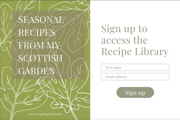 sign up to the recipe library