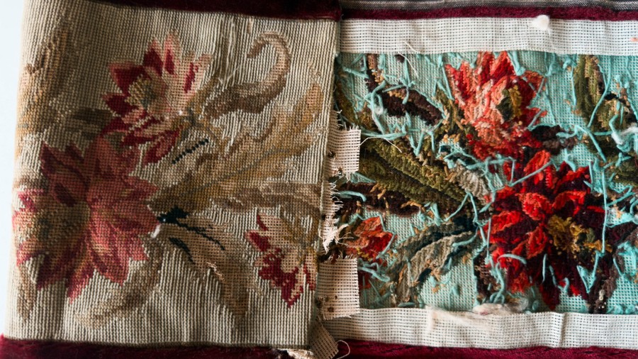 fading on nineteenth century needlepoint