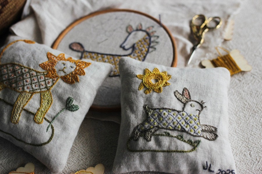 embroidered cushions