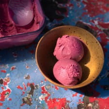 Blackcurrant and miso ice cream