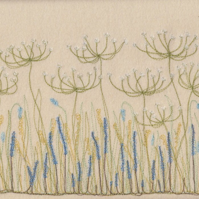 cow parsley verges embroidery by Jane Lindsey