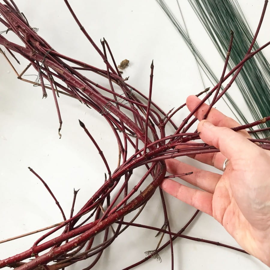weaving in dogwood sticks