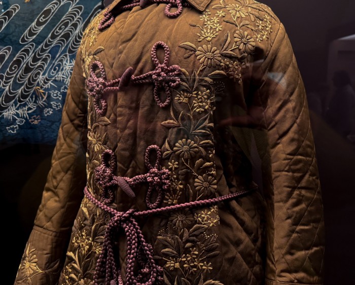 Silk dress with embroidery c.1875